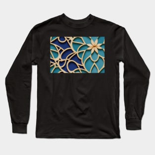 Flower Moroccan Tile Pattern Long Sleeve T-Shirt